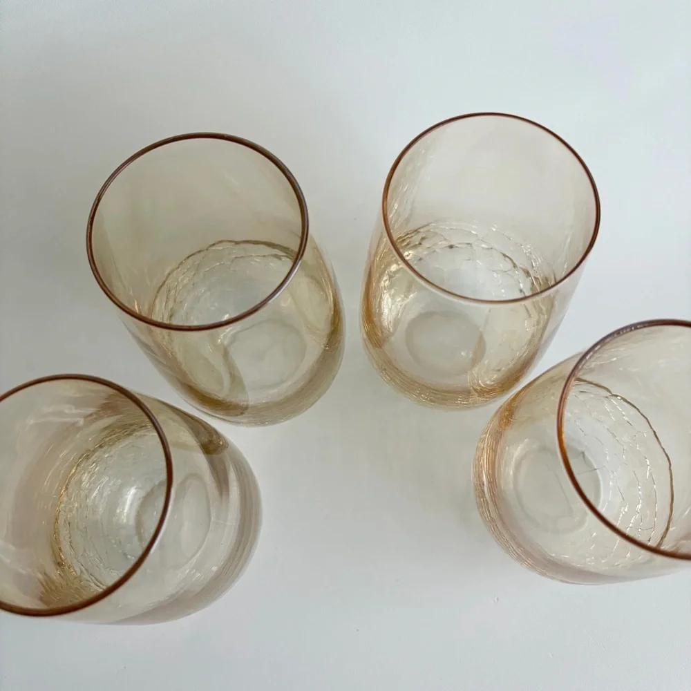 Pier 1 Imports | Amber Crackle Golden Luster Highball Glasses Set Of 4